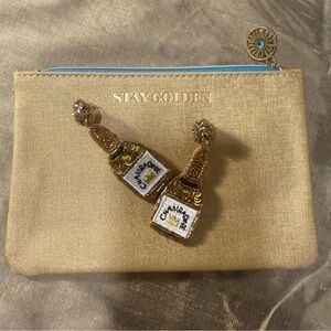 New Year's Eve celebration Champagne beaded earrings in Gold Bag